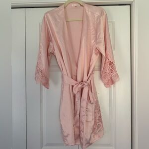 LuxeBlush Pink Satin Robe